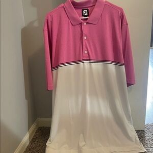FootJoy Pink and White Striped Polo